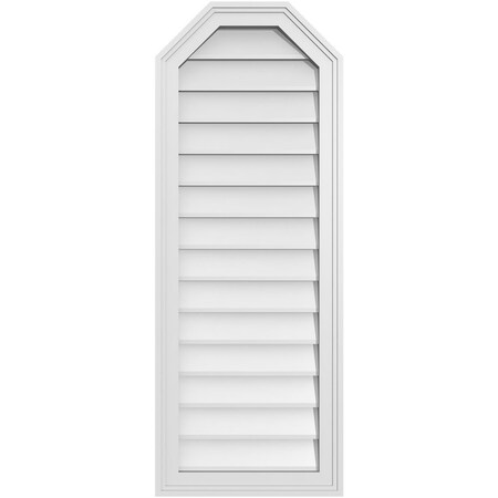Ekena Millwork Octagonal Top Surface Mount PVC Gable Vent w/ 2"W x 1-1/2"P Brickmould Frame, 16"W x 42"H GVPOT16X4202SN